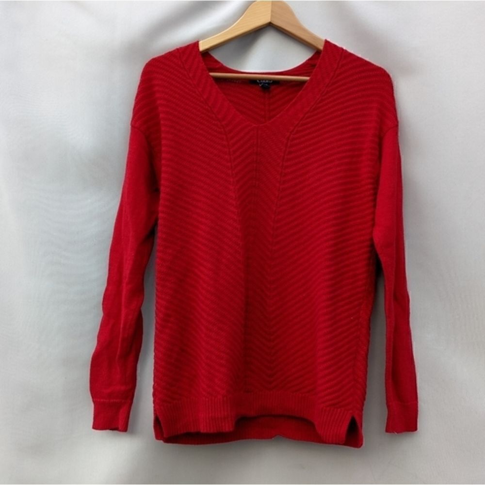 ❤️Chaps red sweater knit pattern is beautiful diagonal lines Valentine's Day ❤️